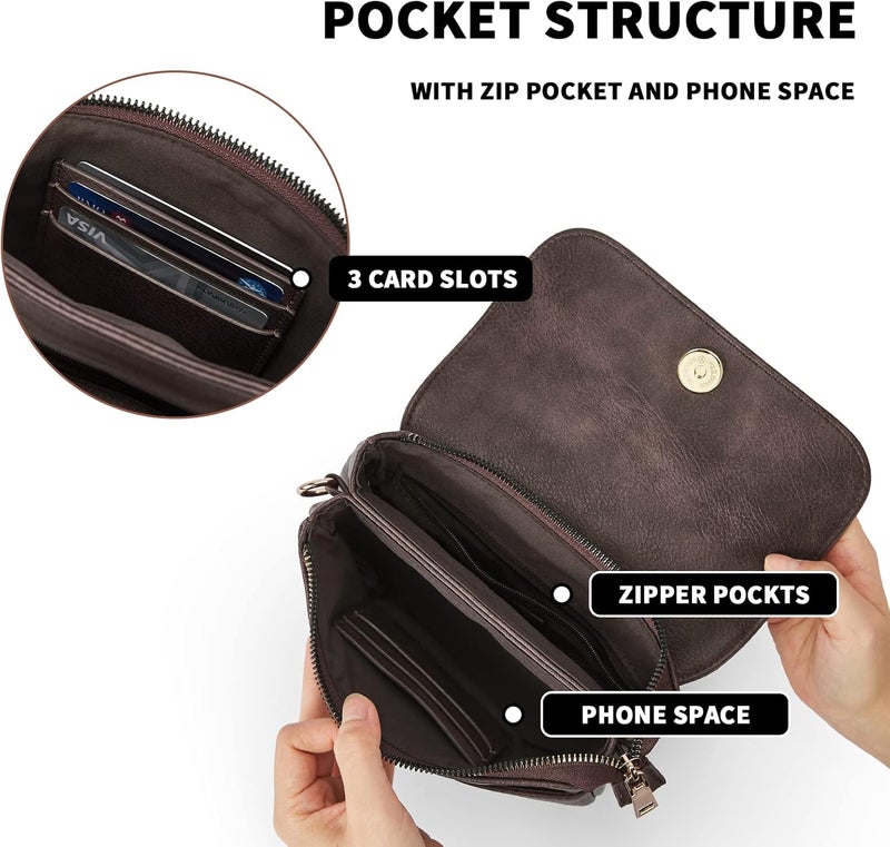 CHOLISS Small Crossbody Bags for Women, Vegan Leather Cell Phone Purse, Mini Travel Purse with Adjustable Strap Womens Gifts - Image 3